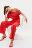 Linen Draped Split Hem Top  Electric Crimson  hi-res