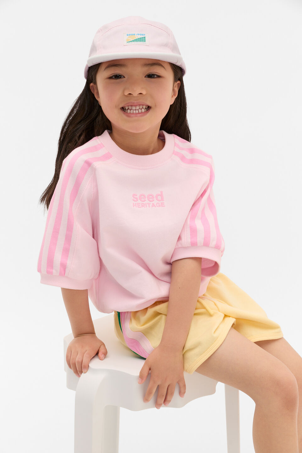 Stripe Logo Track Tee  Pink Lemonade