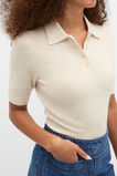 Australian Merino Knit Polo Top  Mist Marle  hi-res