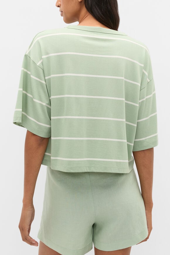 Boxy Draped Tee  Eucalyptus Stripe  hi-res