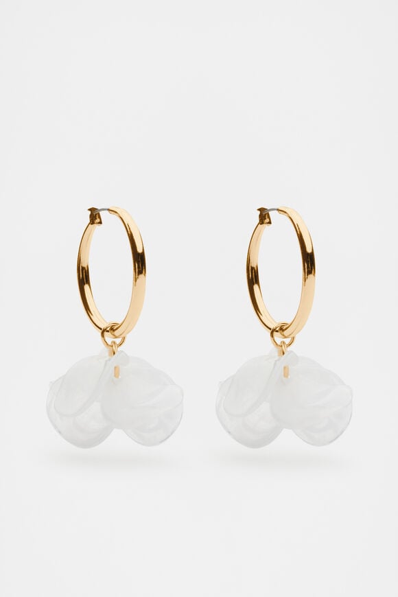 Resin Petal Earring  White  hi-res