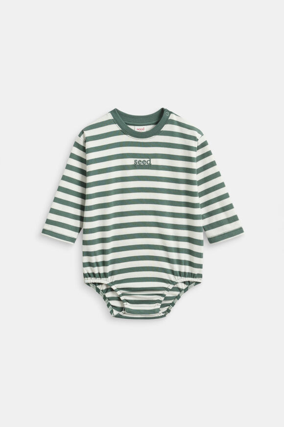 Core Stripe Rugby Bodysuit  Forest  hi-res