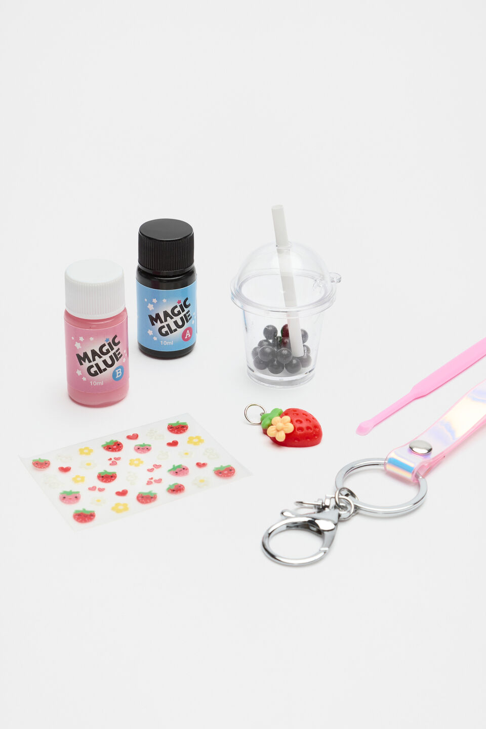 Strawberry Bubble Tea Bag Charm Kit  Multi