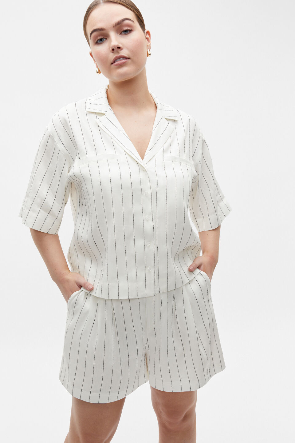 Linear Stripe Shirt  Cloud Cream Stripe