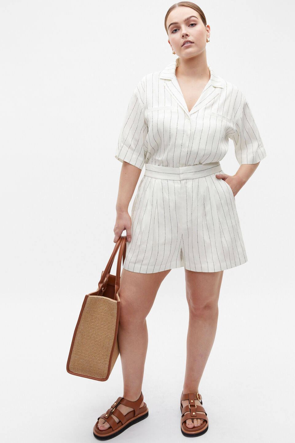 Linear Stripe Shirt  Cloud Cream Stripe