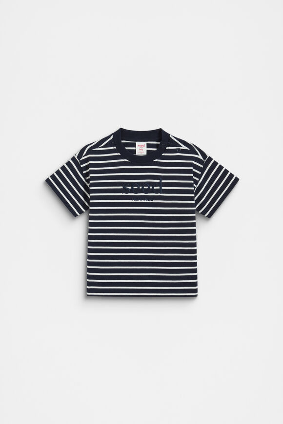 Core Stripe Logo Tee  Midnight Blue  hi-res