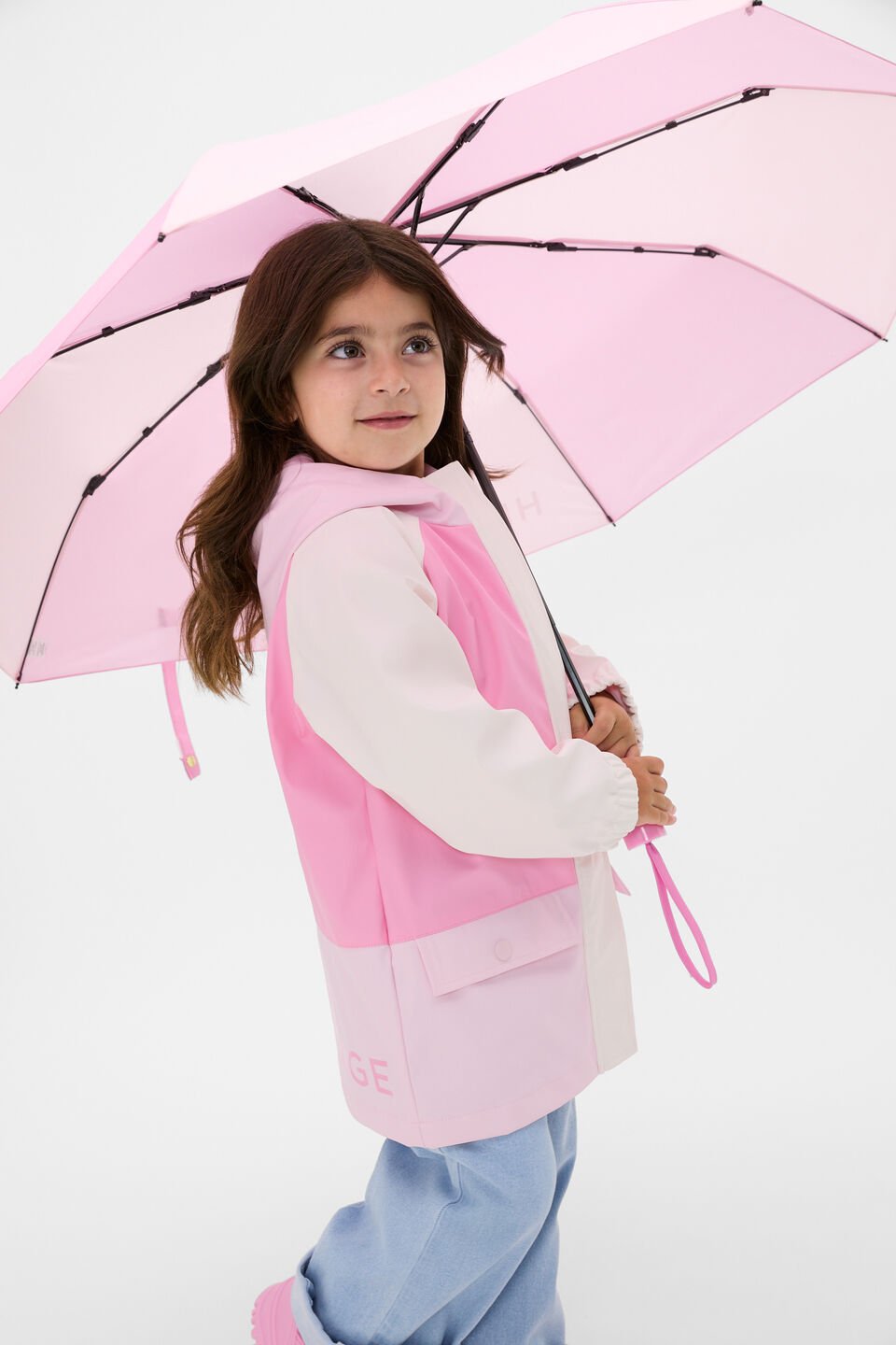Colourblock Umbrella  Pink Multi