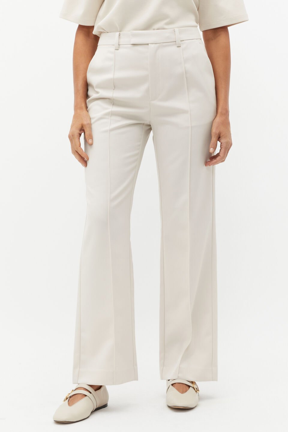 Wool Blend Tailored Pant  Oat