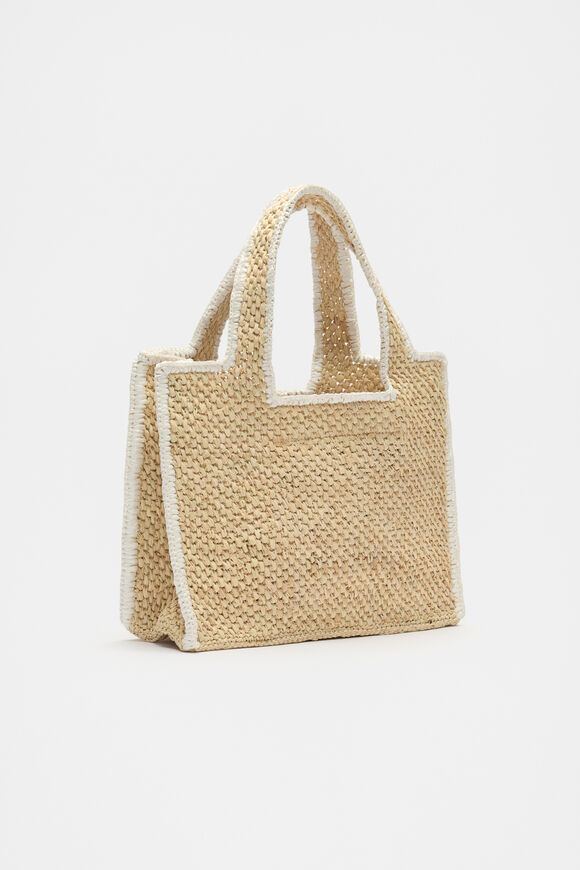 Square Raffia Tote  Cream  hi-res