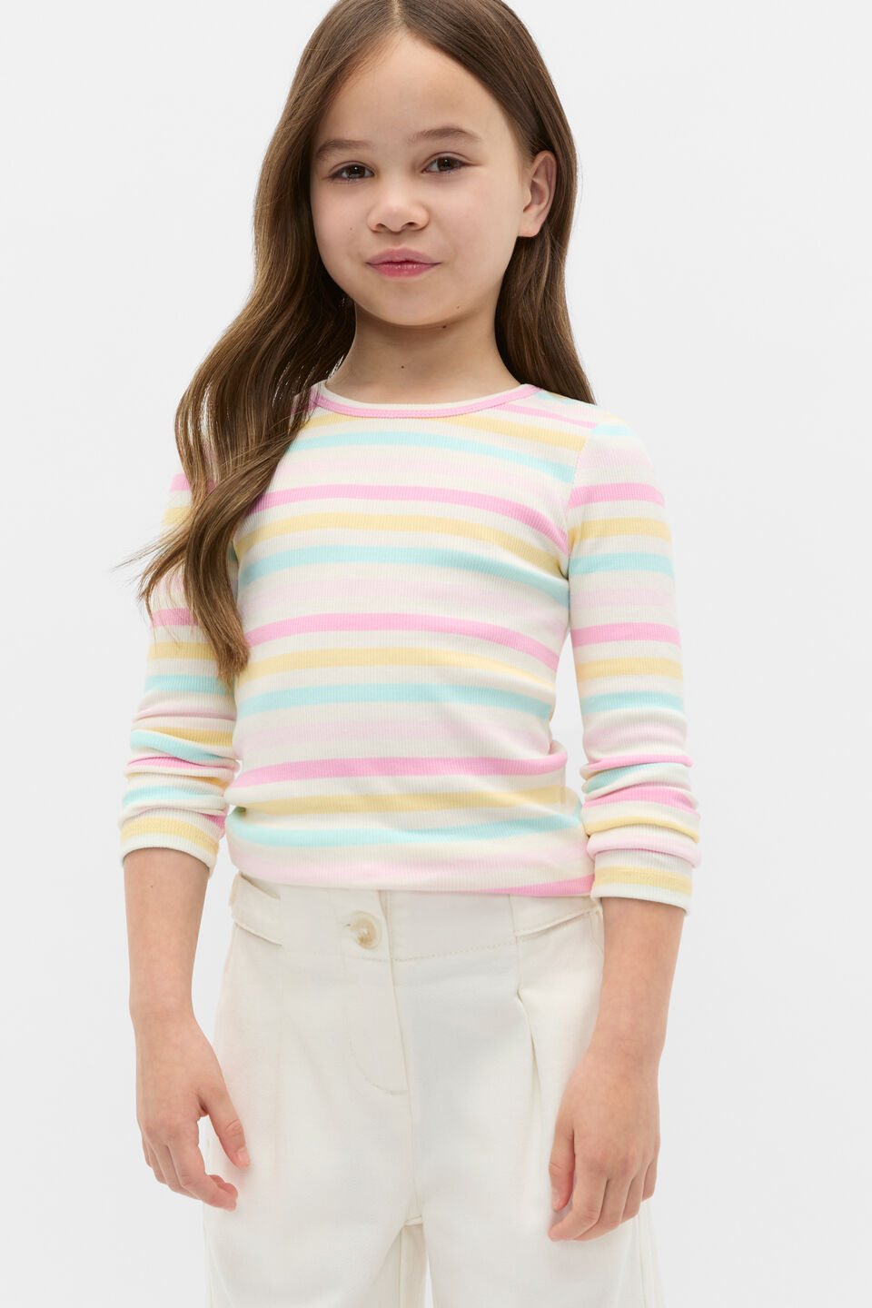 Stripe Rib Tee  Pink Lemonade