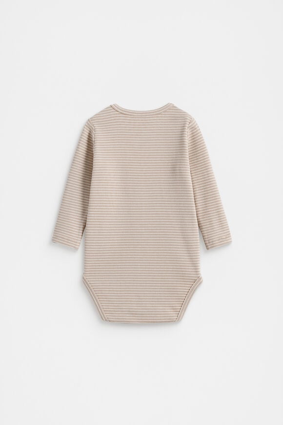 Core Rib Logo Bodysuit  Sand Stripe  hi-res