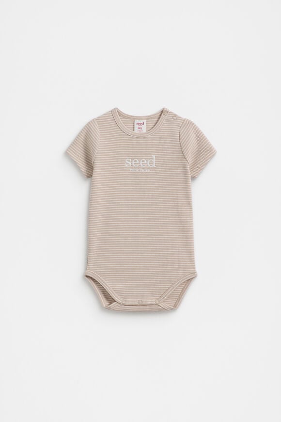 Core Rib Logo Bodysuit  Sand Stripe  hi-res