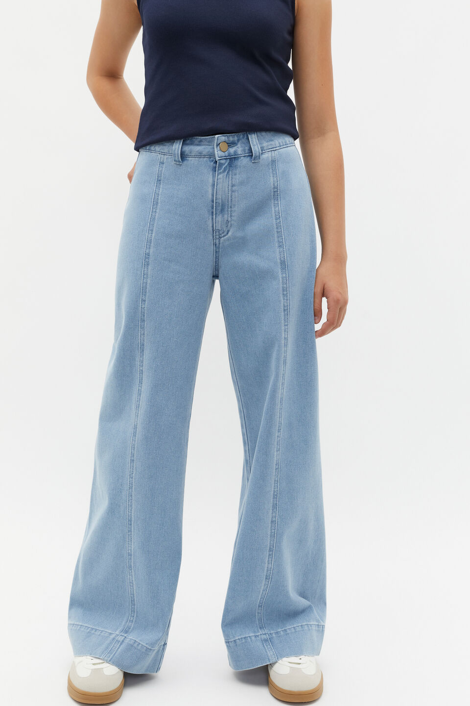 Wide Leg Jean  Clean Blue Wash