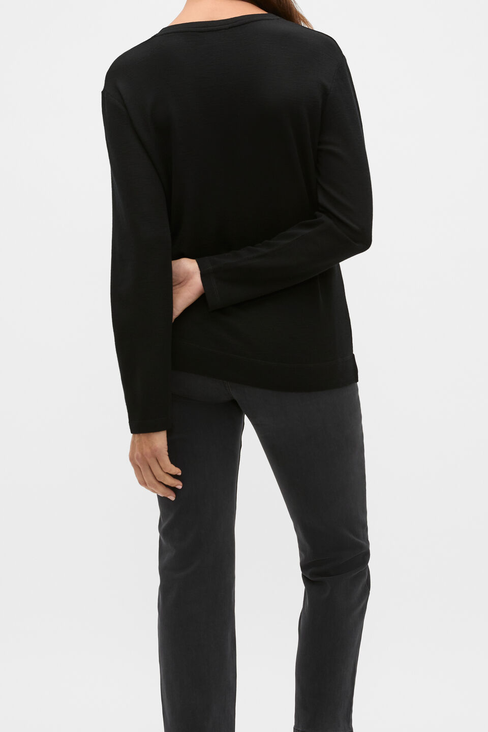 Australian Merino V Neck Top  Black