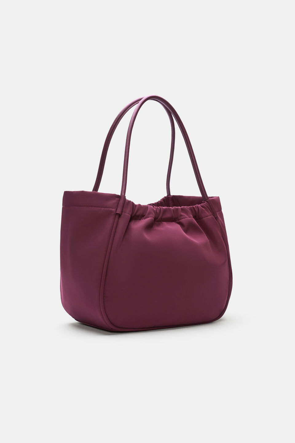 Ruched Essential Tech Tote  Plum Red