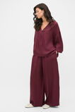 Textured Satin Half Placket Blouse  Plum Red  hi-res