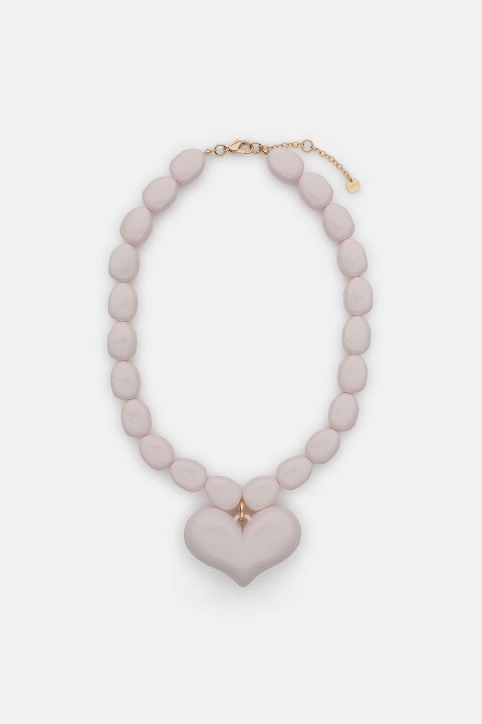 Beaded Heart Necklace  Pale Blossom