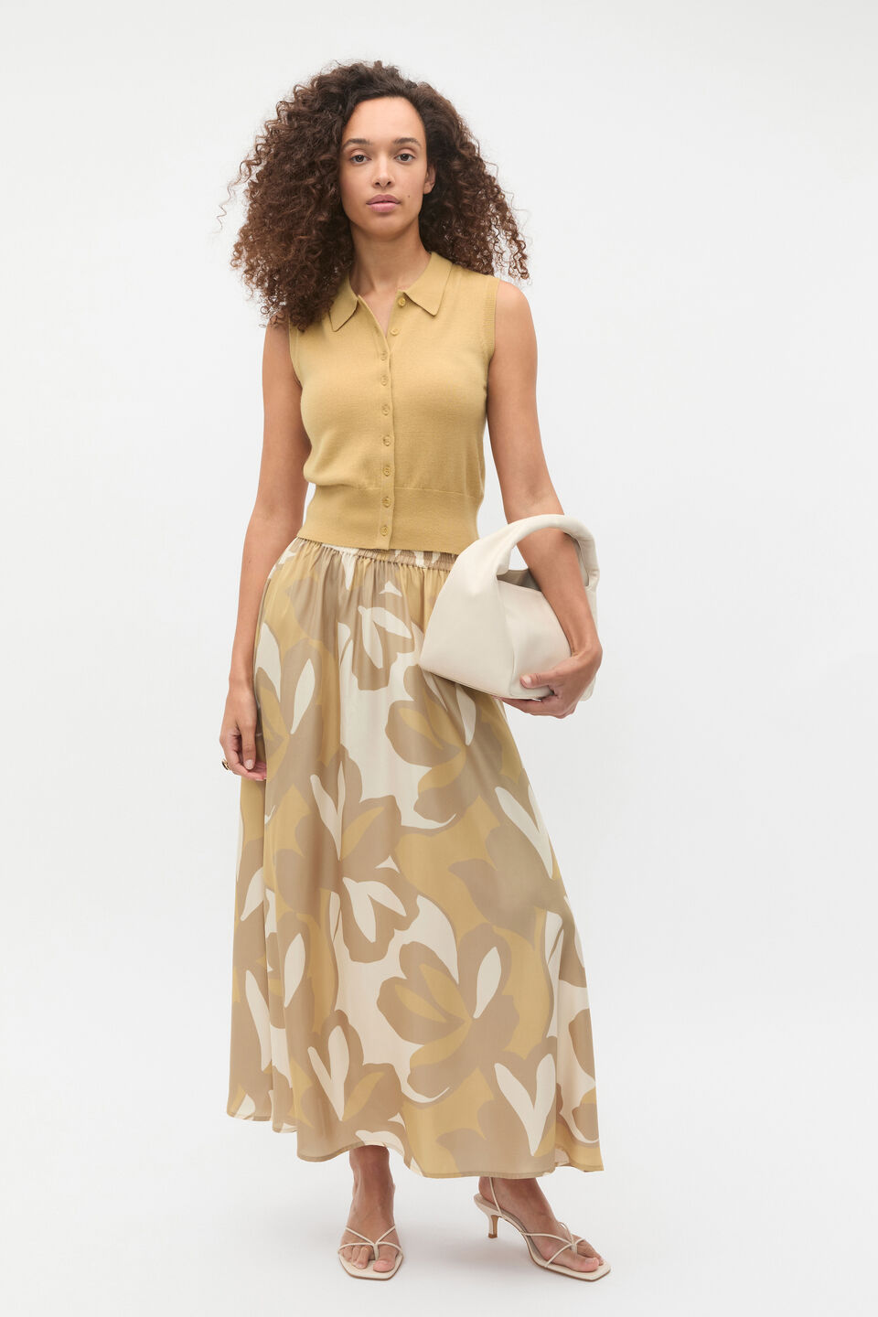 Merino Button Through Knit Vest  Honey