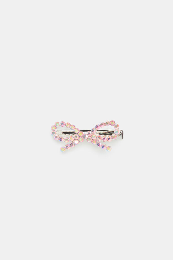 Diamante Bow Duck Clip  Pink Lemonade  hi-res