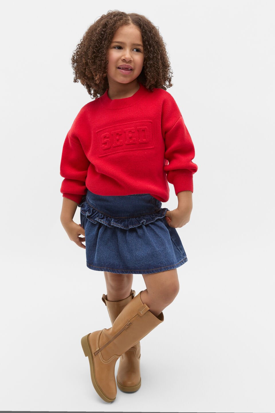 Ruffle Denim Skirt  Indigo