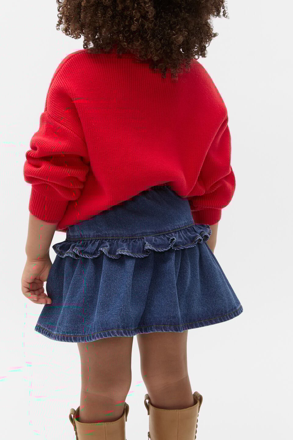 Ruffle Denim Skirt  Indigo