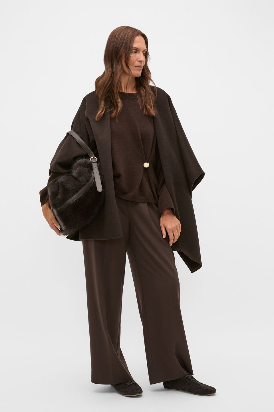 Wool Cape  Coffee Bean