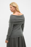 Off Shoulder Ruched Knit  Charcoal Grey Marle  hi-res