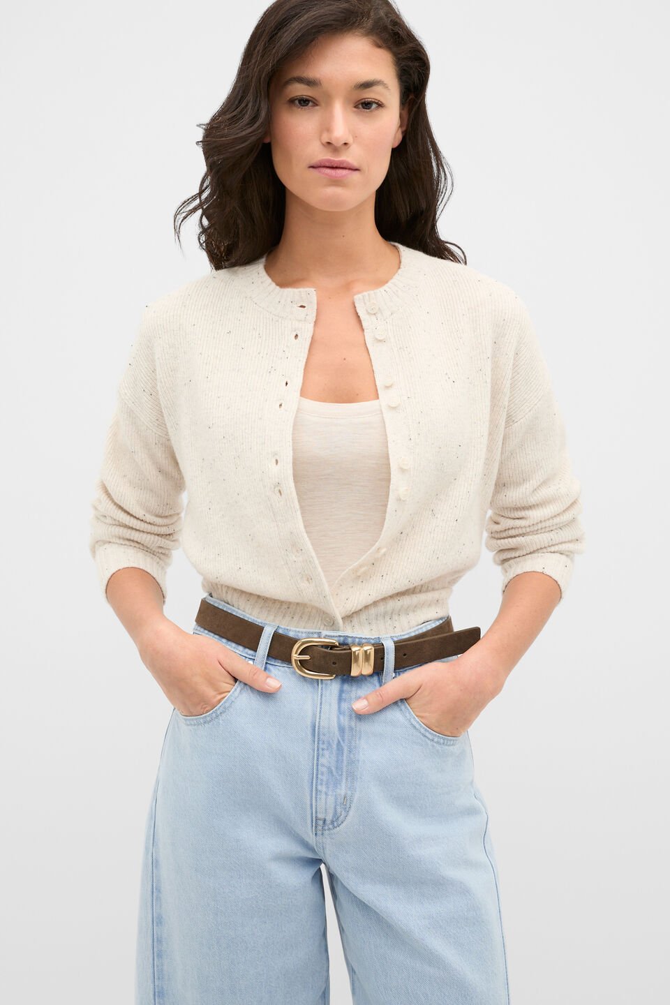 Billie Double Keeper Belt  Cocoa Suede