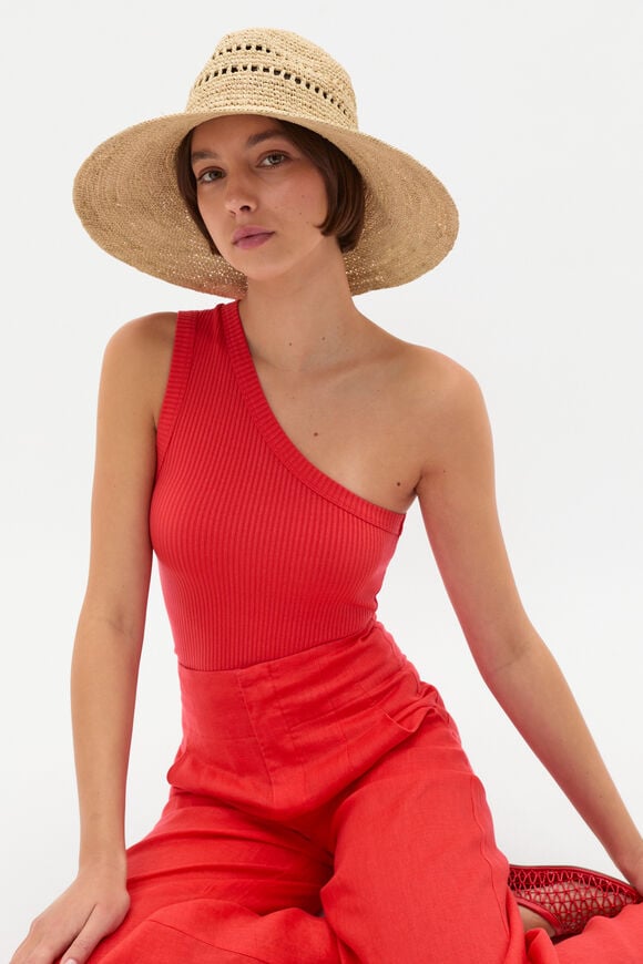 Wide Brim Detail Fedora  Natural  hi-res