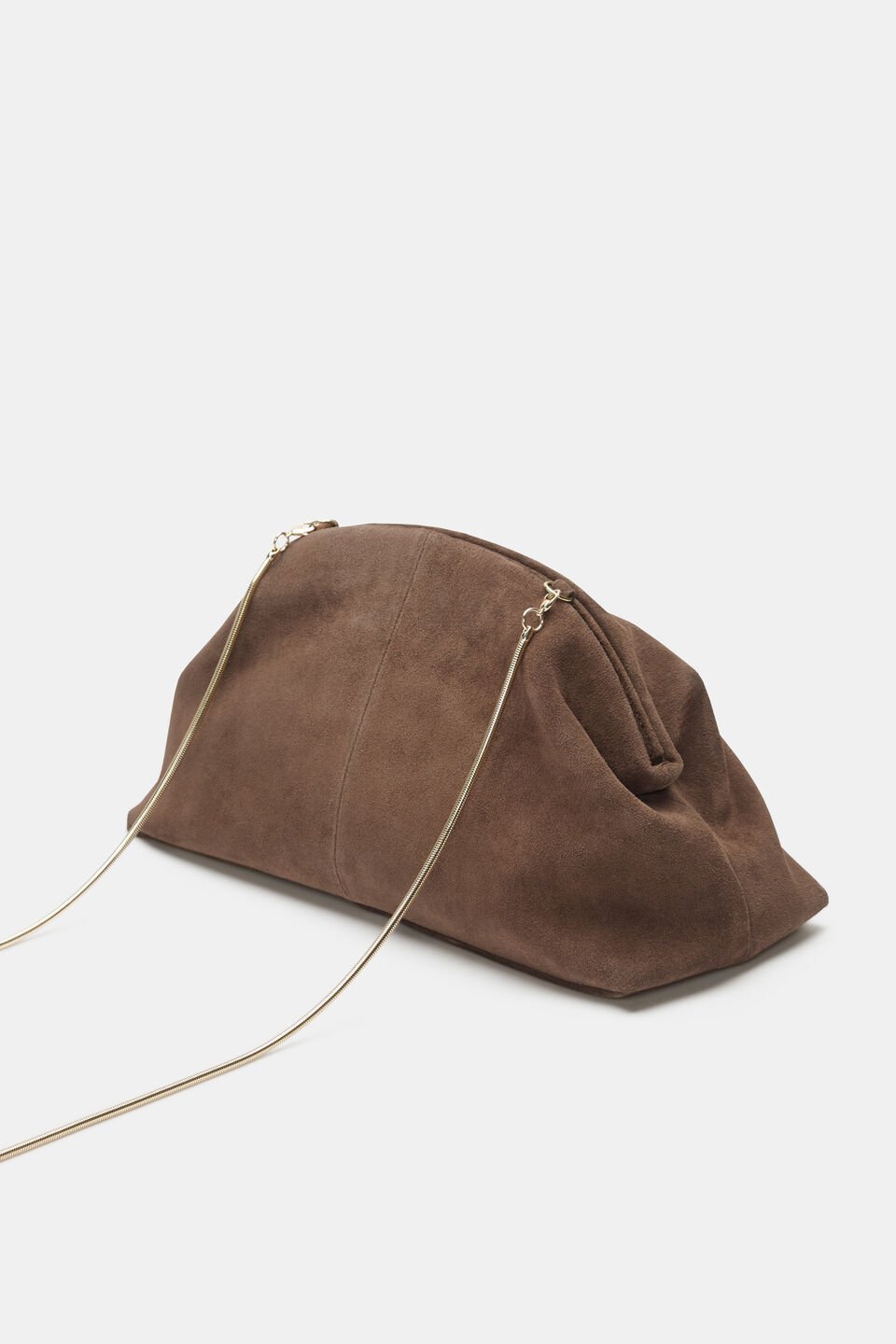 Suede Rounded Clutch  Cocoa Suede