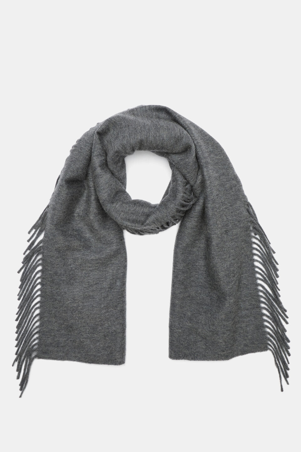 Fringe Scarf  Charcoal Grey Marle