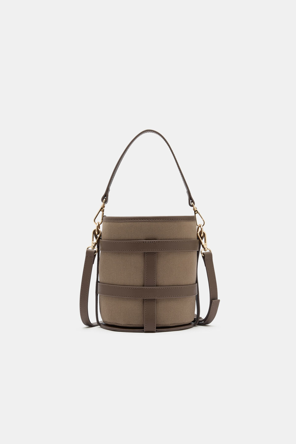 Leather Detail Bucket Bag  Cocoa
