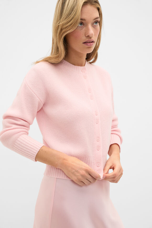 Merino Button Up Knit Cardigan  Pale Blossom  hi-res