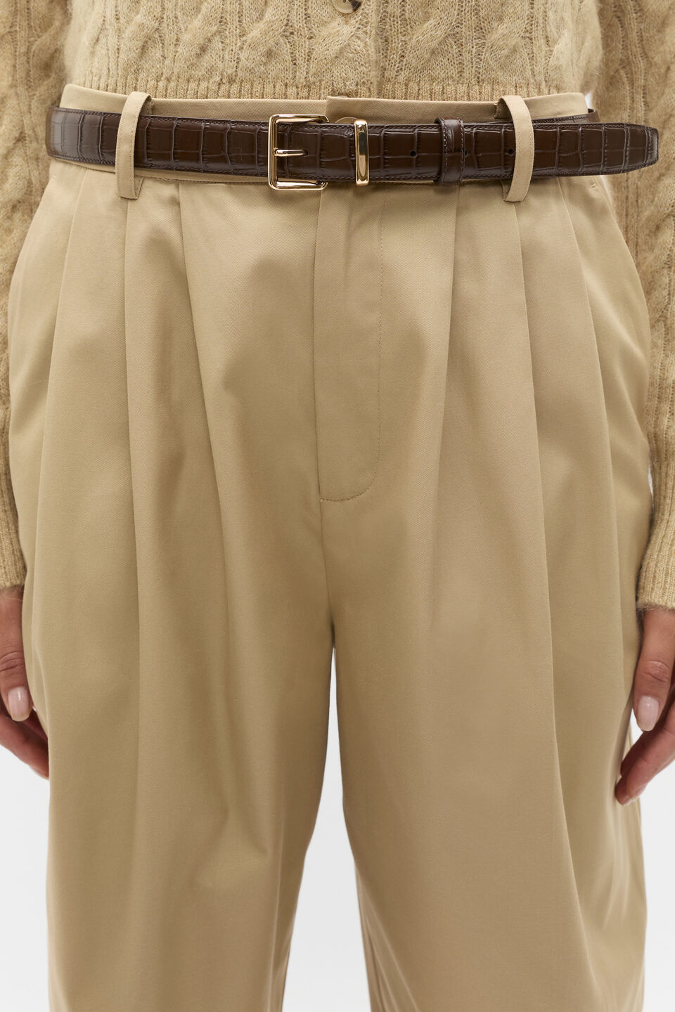 Twill Pleat Pant  Cashew