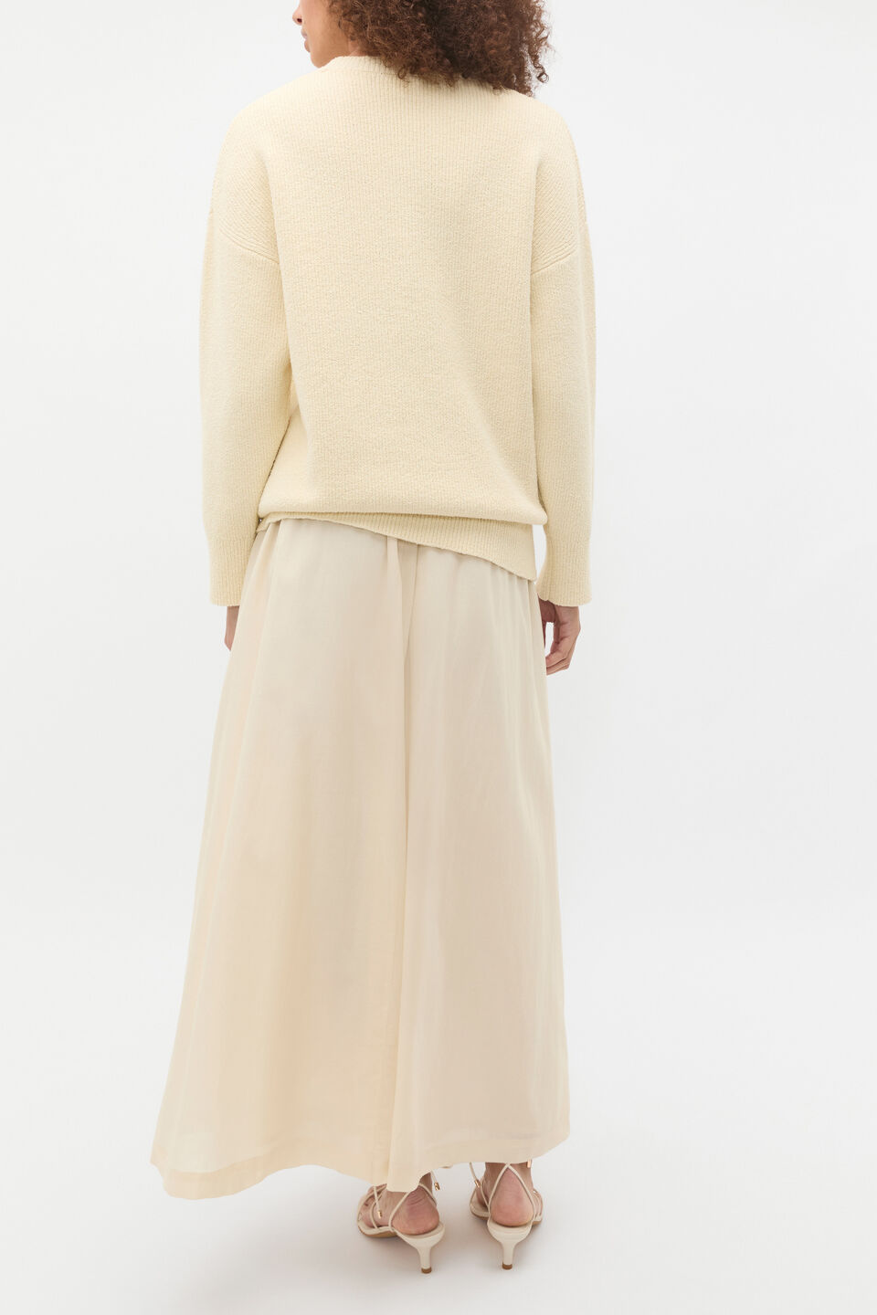 Boucle Slouch Crew Neck Knit  Tofu