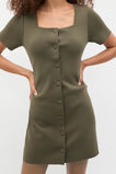 Crepe Knit Short Sleeve Mini Dress  Olive Leaf  hi-res