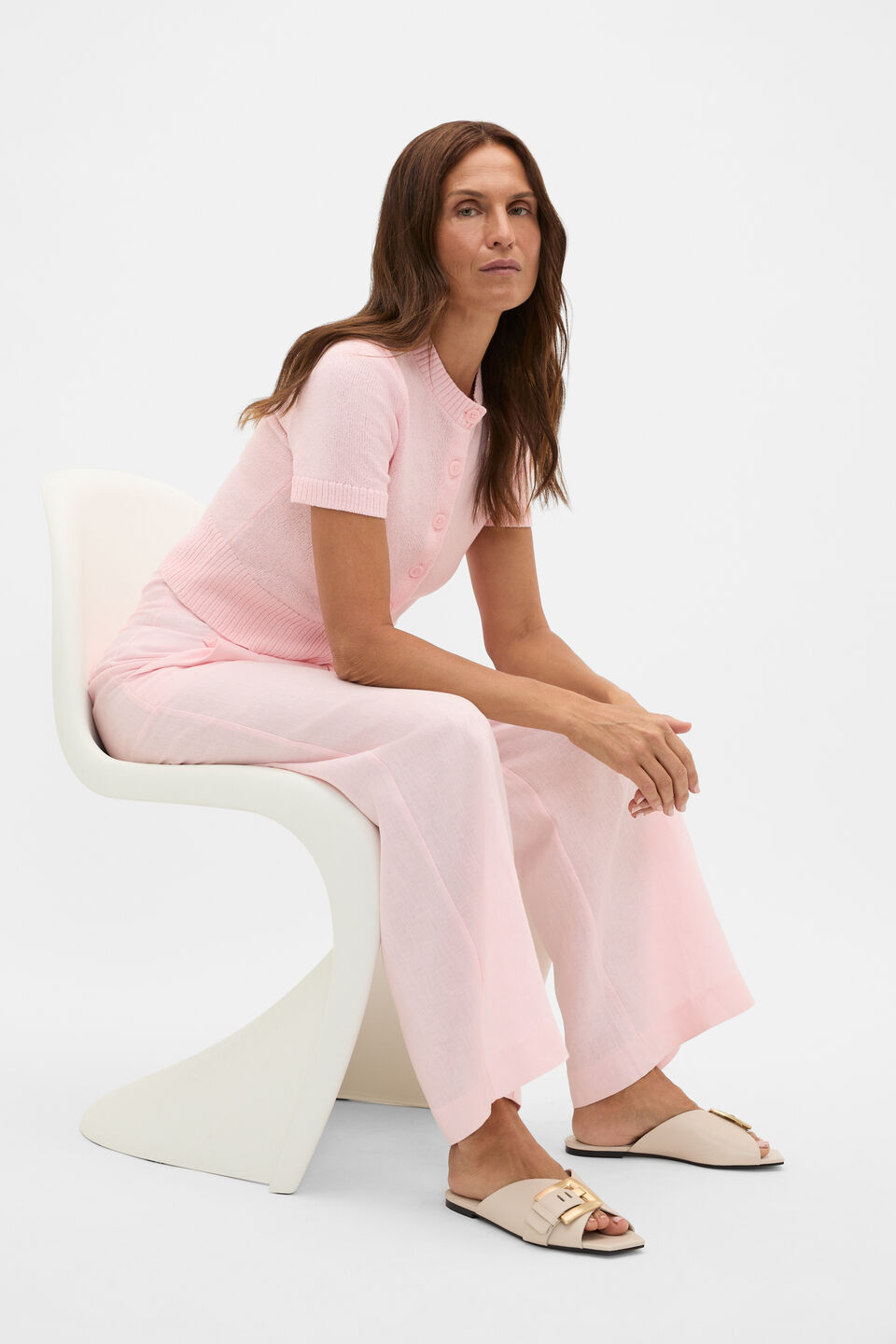 Textured Cotton Blend Cardigan  Pale Blossom