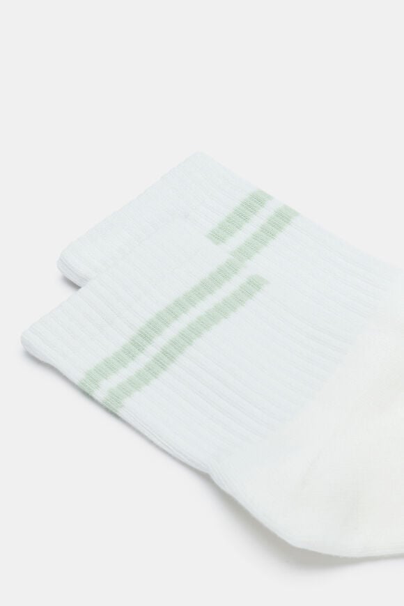 Stripe Quarter Crew Sock  Eucalypt Stripe  hi-res