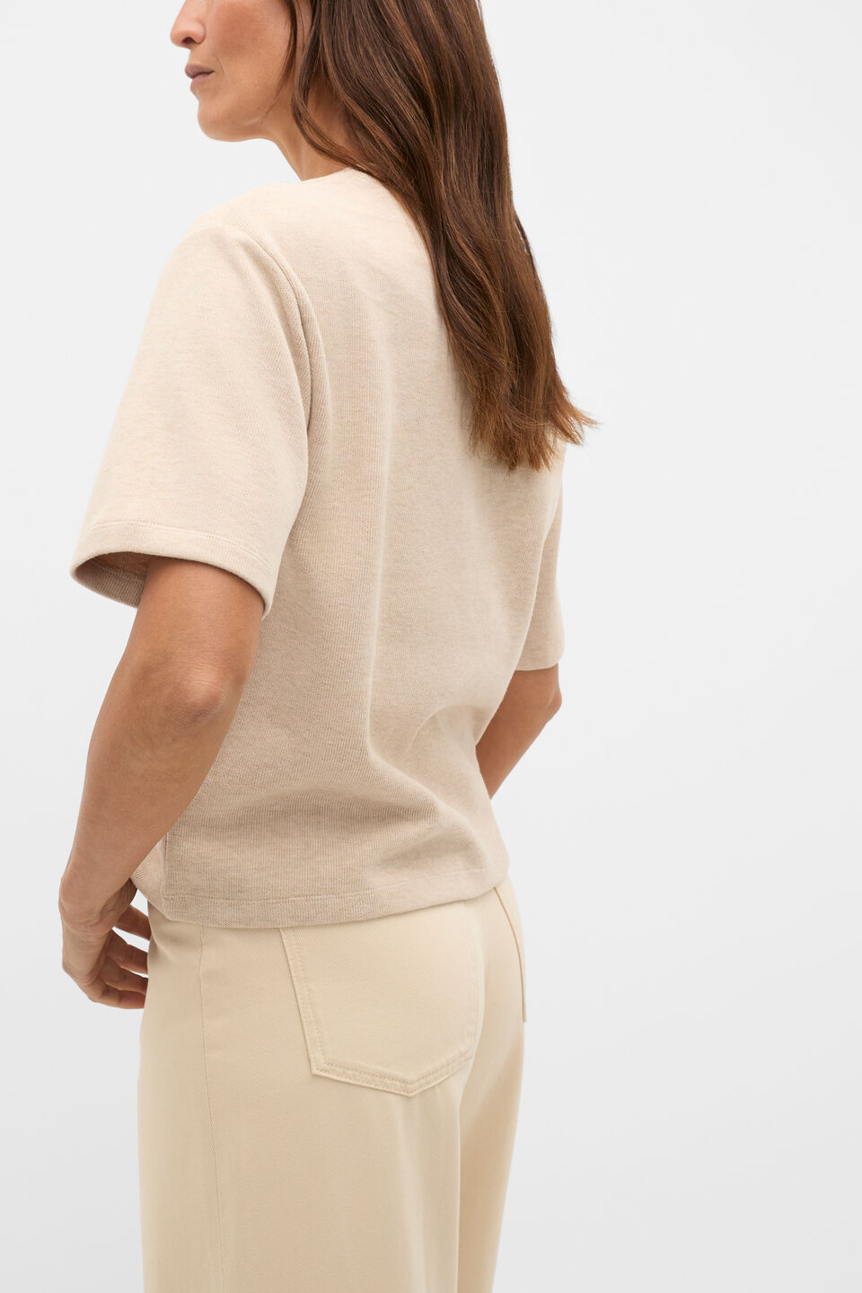 Brushed Boxy Crew Neck Tee  Sandstone Marle