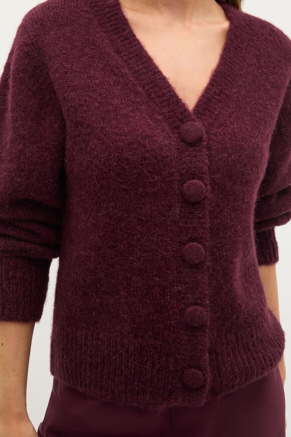 Lofty Relaxed Cardigan  Plum Red  hi-res