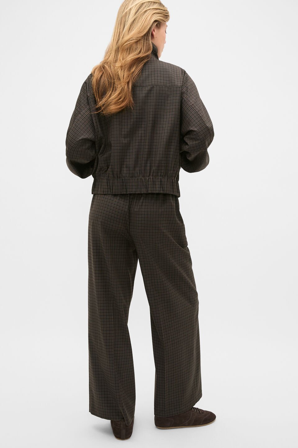 Mini Check Bomber Jacket  Coffee Bean Check