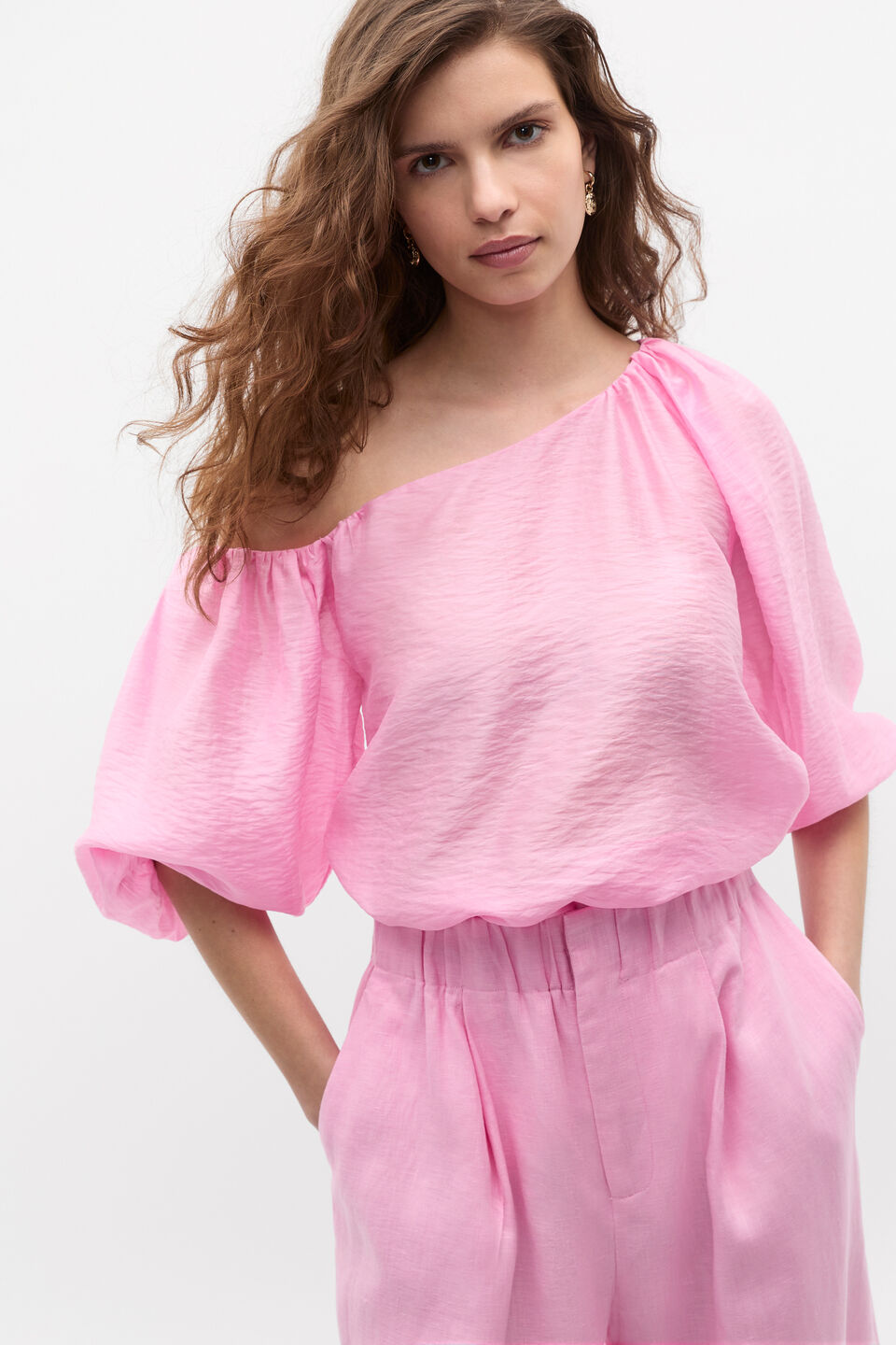 Asymmetric Blouson Top  Fairy Floss