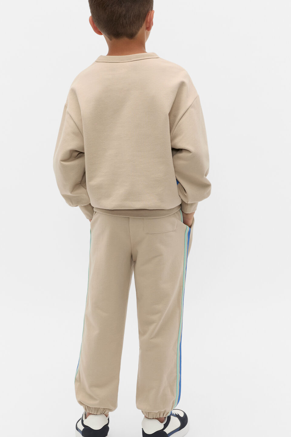 Sports Stripe Logo Sweat  Milk