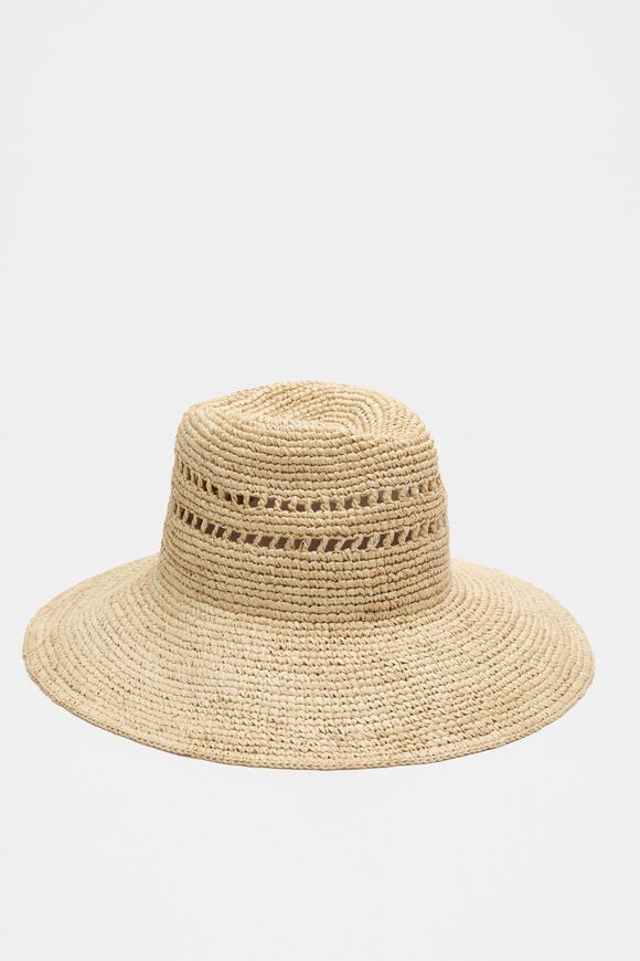 Wide Brim Detail Fedora  Natural  hi-res