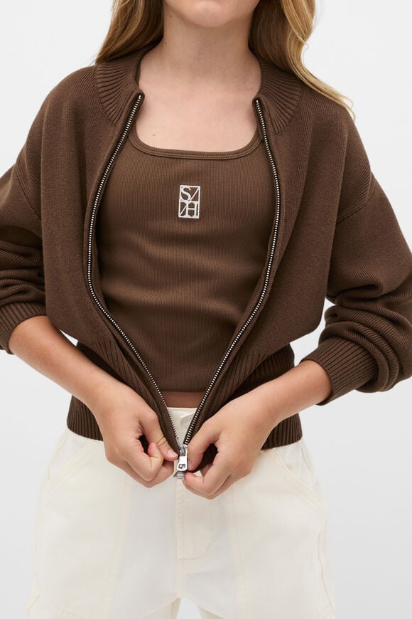 Square Neck Logo Tank  Chocolate  hi-res