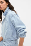 Cropped Zip Front Denim Jacket  Ice Blue Denim  hi-res