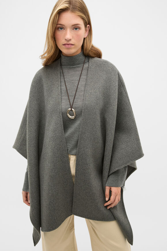 Wool Cape  Charcoal Grey Marle  hi-res