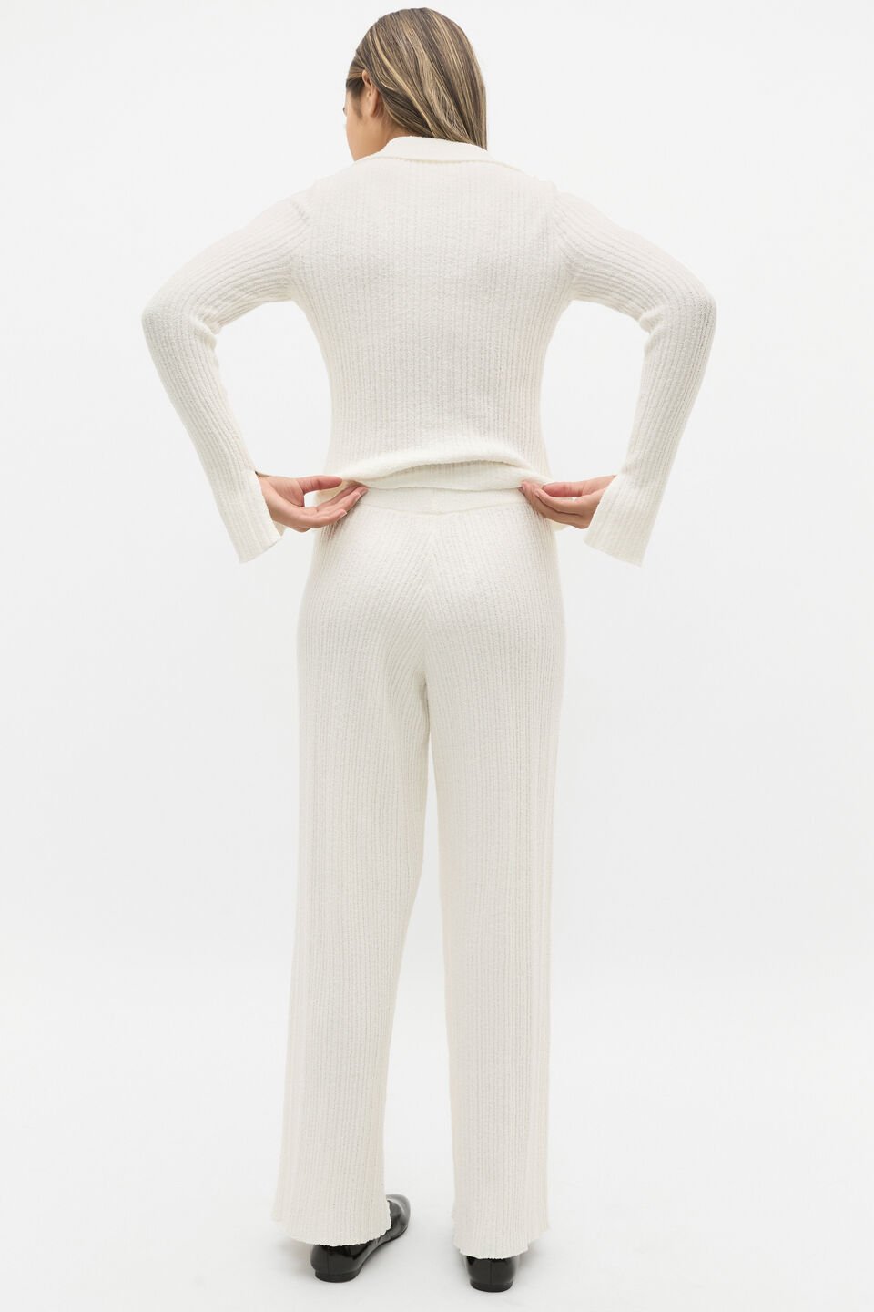 Boucle Knit Pant  Light Cream