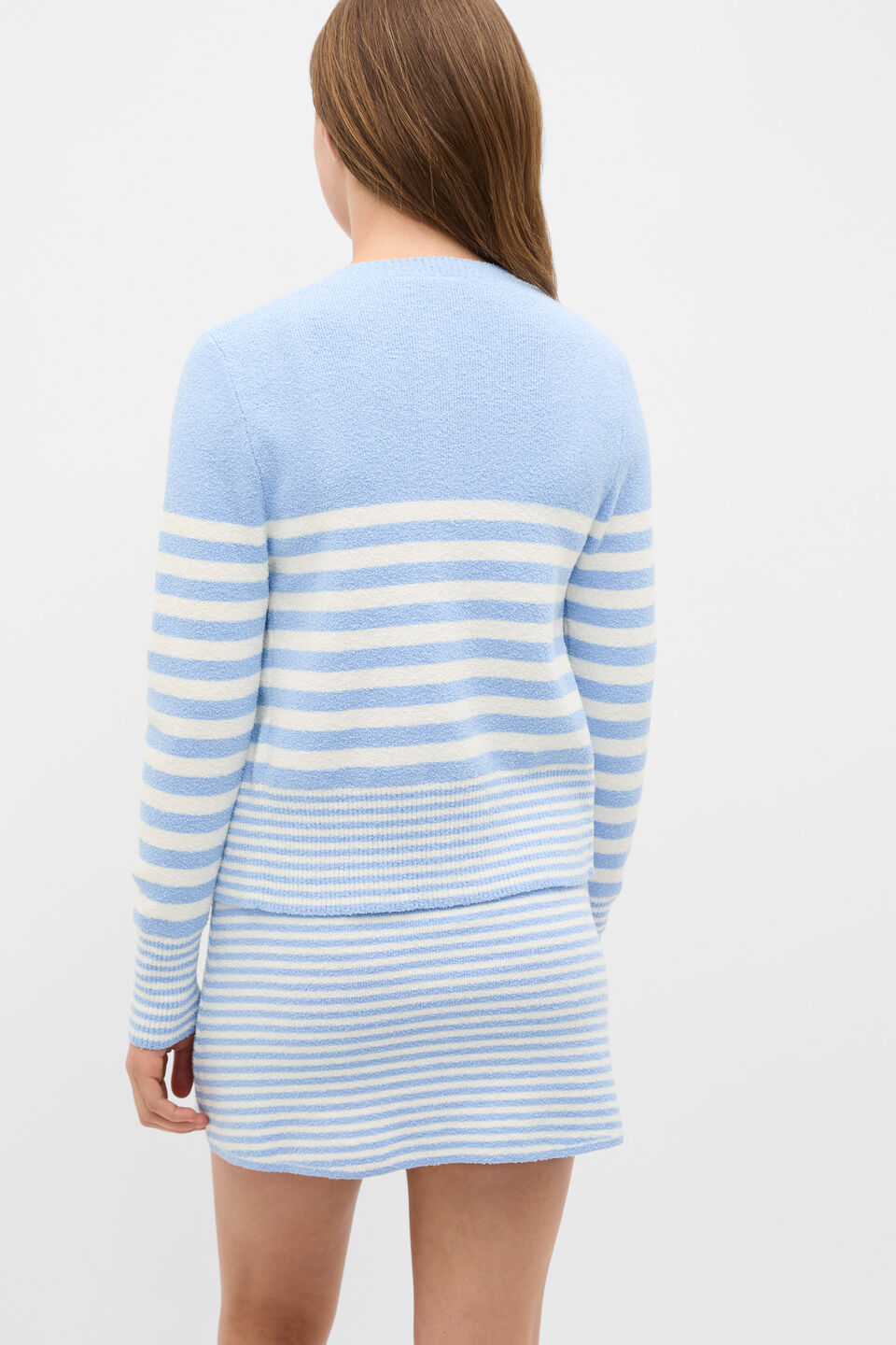 Stripe Knit Cardigan  Cloud Blue