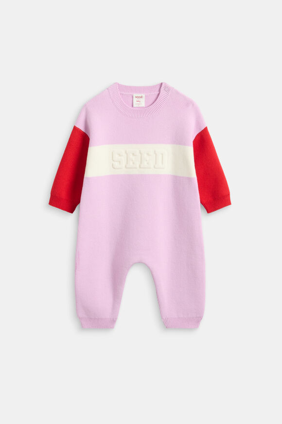 Colourblock Logo Knit Romper  Classic Cream  hi-res